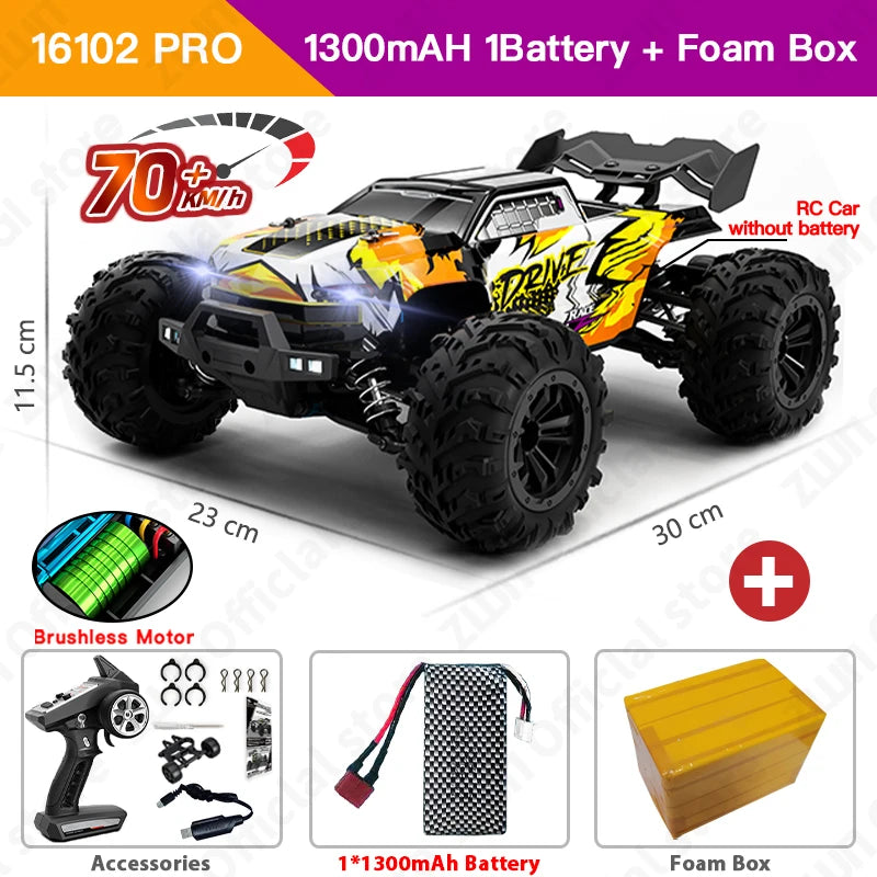 1/16 70KM/H or 50KM/H 4WD RC Car with LED Remote Control Cars High Speed Drift Monster Truck for Kids Vs Wltoys 144001 Toys