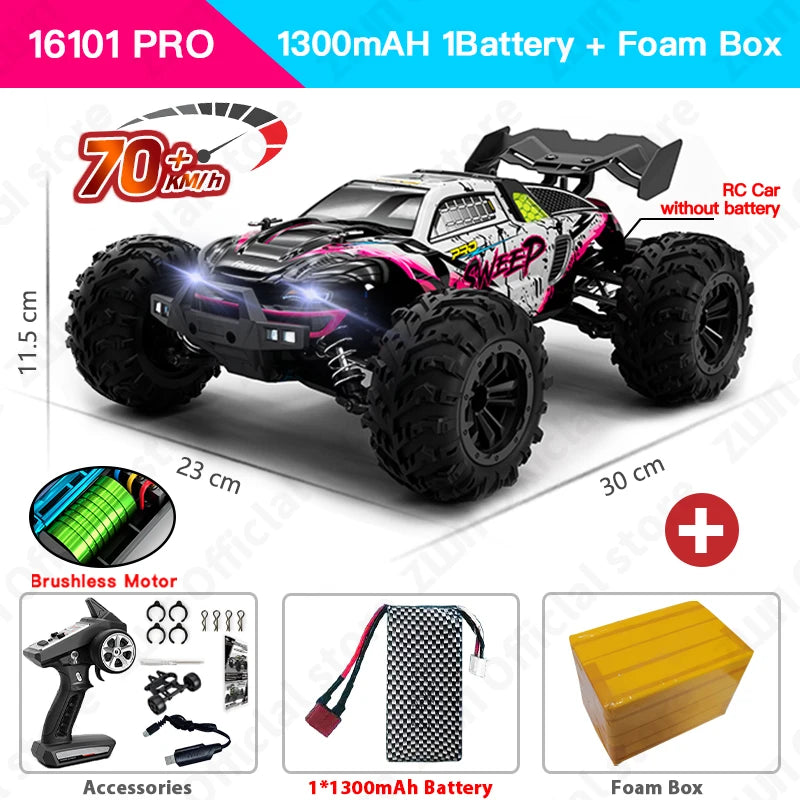 1/16 70KM/H or 50KM/H 4WD RC Car with LED Remote Control Cars High Speed Drift Monster Truck for Kids Vs Wltoys 144001 Toys