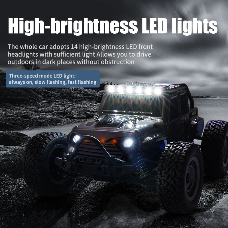 1/16 70KM/H or 50KM/H 4WD RC Car with LED Remote Control Cars High Speed Drift Monster Truck for Kids Vs Wltoys 144001 Toys