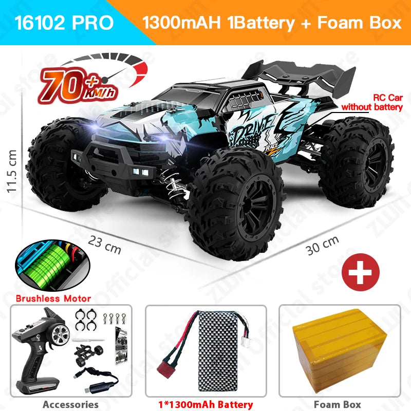 1/16 70KM/H or 50KM/H 4WD RC Car with LED Remote Control Cars High Speed Drift Monster Truck for Kids Vs Wltoys 144001 Toys