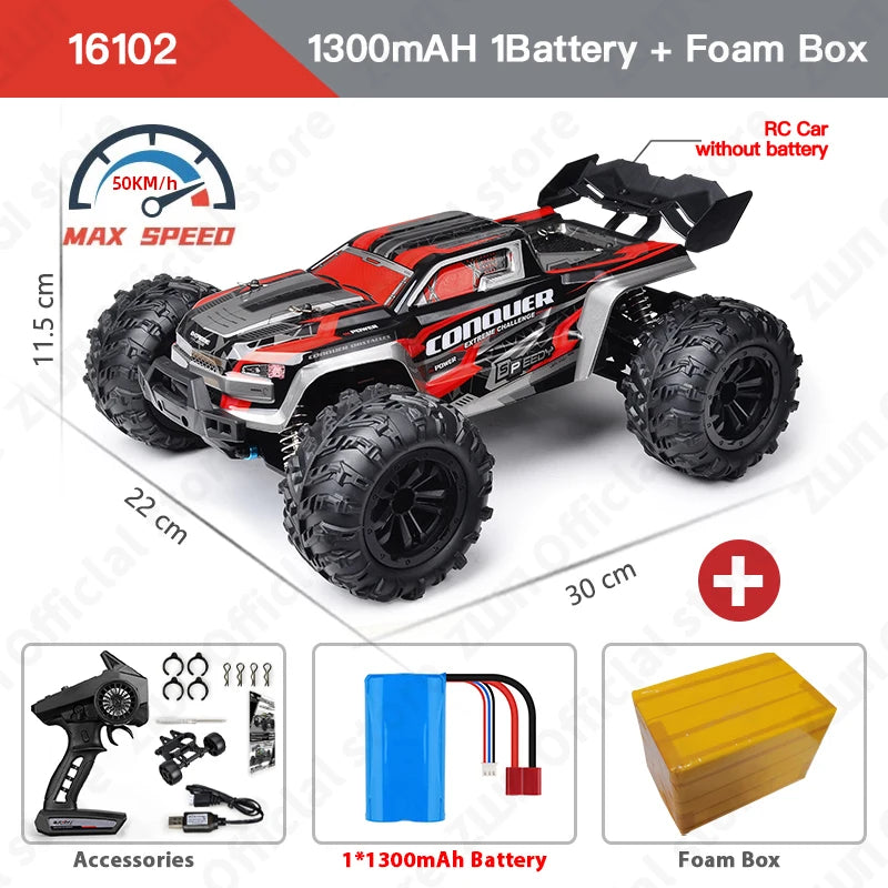 1/16 70KM/H or 50KM/H 4WD RC Car with LED Remote Control Cars High Speed Drift Monster Truck for Kids Vs Wltoys 144001 Toys