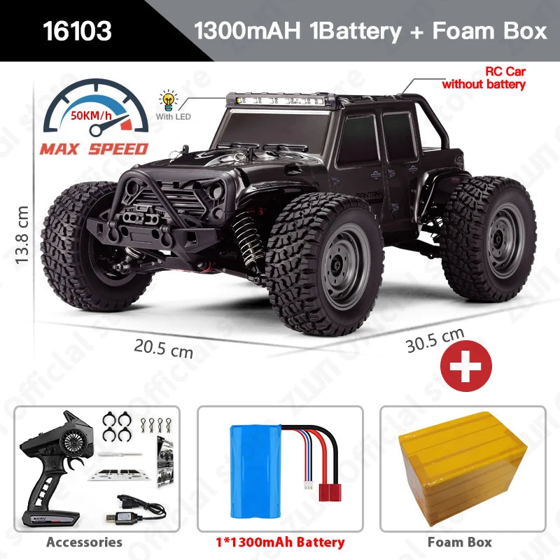 1/16 70KM/H or 50KM/H 4WD RC Car with LED Remote Control Cars High Speed Drift Monster Truck for Kids Vs Wltoys 144001 Toys