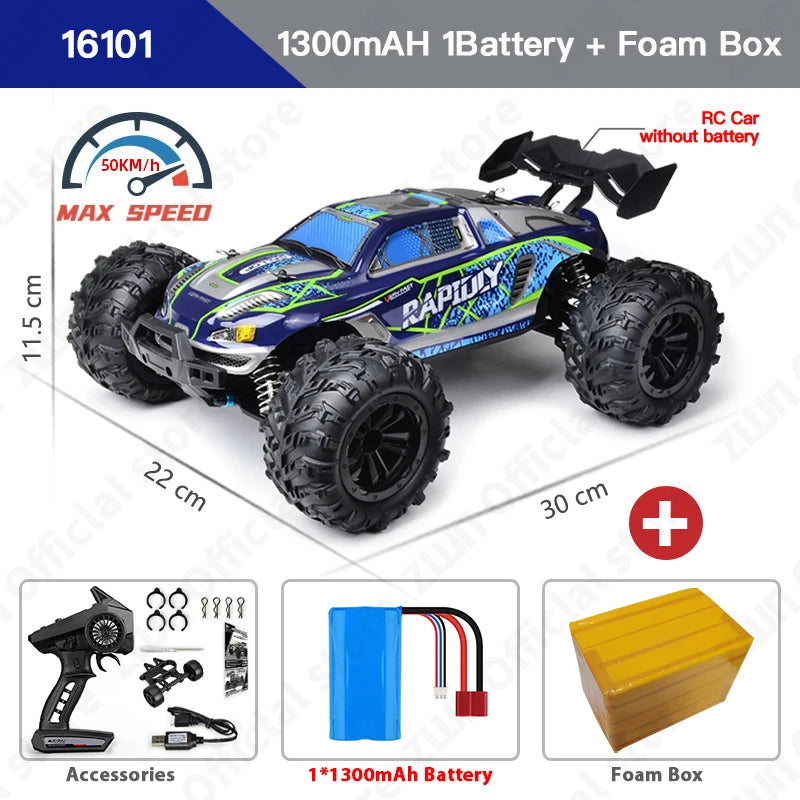 1/16 70KM/H or 50KM/H 4WD RC Car with LED Remote Control Cars High Speed Drift Monster Truck for Kids Vs Wltoys 144001 Toys