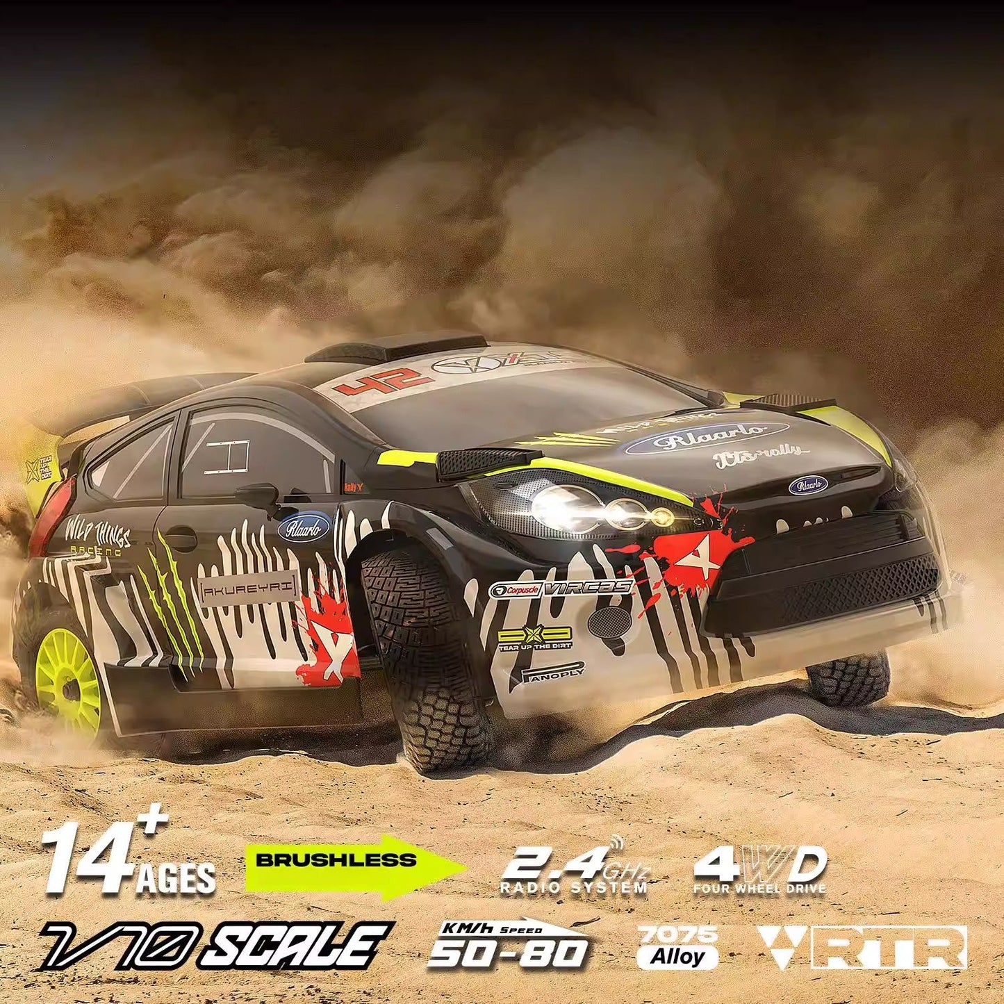 XTS-F10 1/10 Scale Brushless RC Rally Car - 4WD Professional Off-Road Vehicle, 3S Lipo Power, 50MPH High Speed RTR Rlaarlo