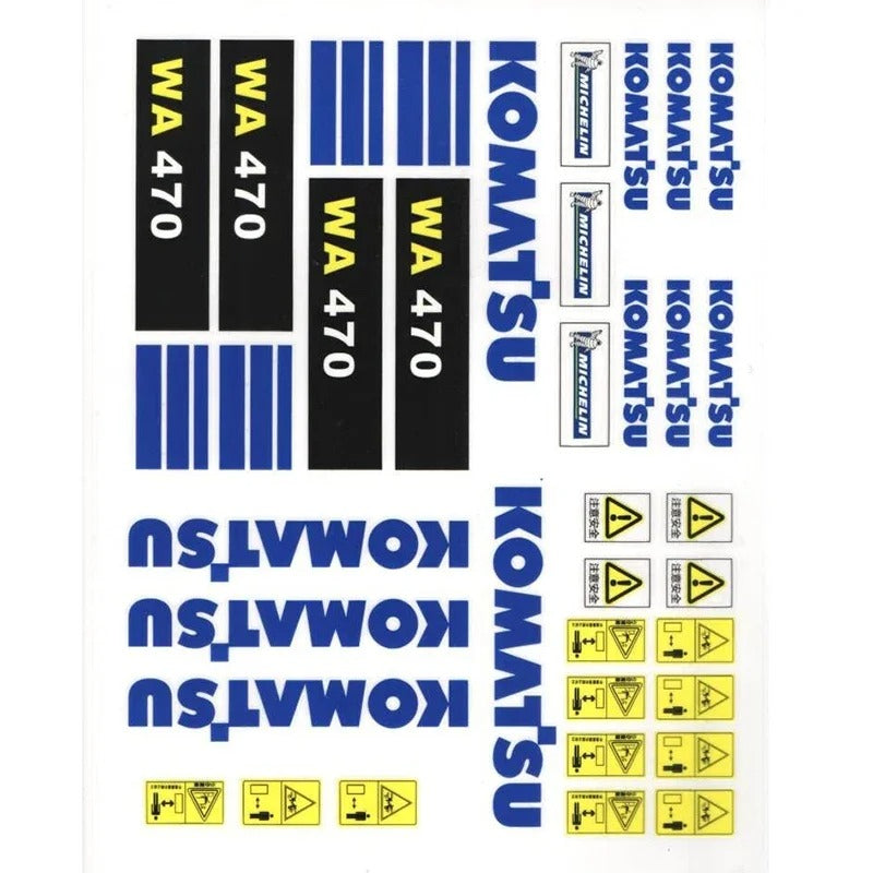 CAT D9T Bulldozer CAT 980L Loader Komatsu WA470 Loader Volvo A40G Articulated Truck Remote Control Hydraulic Model Stickers