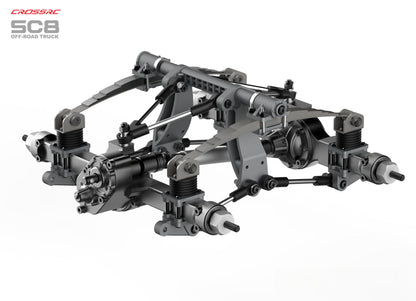 Modell SC8 1/12 8x8 Professioneller Schwerlastwagen mit Vollmetallchassis - Simulations-Geländewagen mit Doppel-Vorderachse und Lenkung 