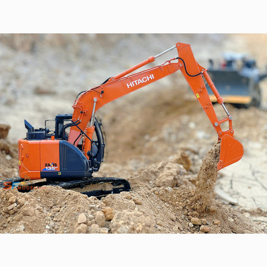 Hitachi ZX135US Excavator 1/14 Scale RC Hydraulic Excavator Metal Model with Lighting and Sound System RTR Version