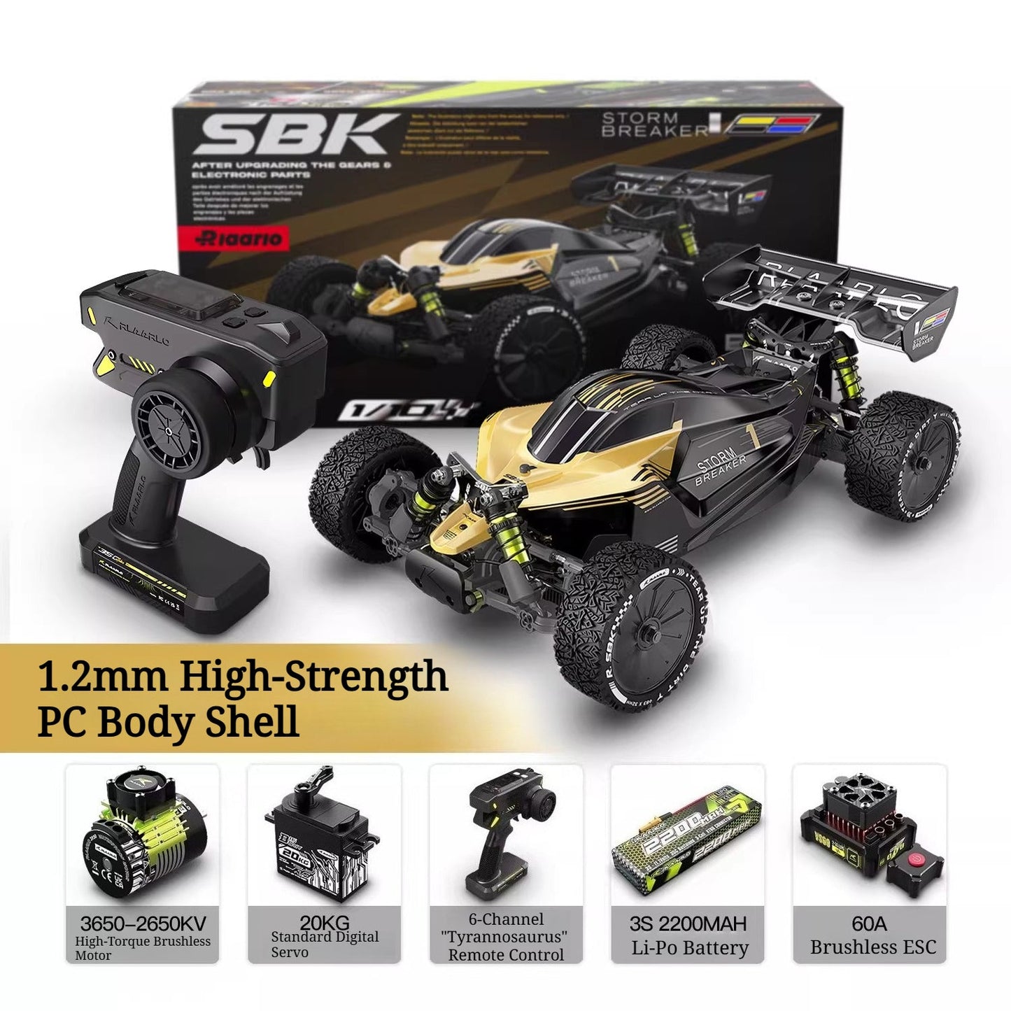 SBK10 1/10 Scale Brushless RC Car: Storm Striker 4WD High Speed Off-Road Drift Buggy Rlaarlo