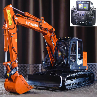 Hitachi ZX135US Bagger 1/14 RC Hydraulikbagger mit kurzem Heck, RTR mit Licht- und Soundsystem, Baggermodell, ferngesteuertes Spielzeugauto für Jungen