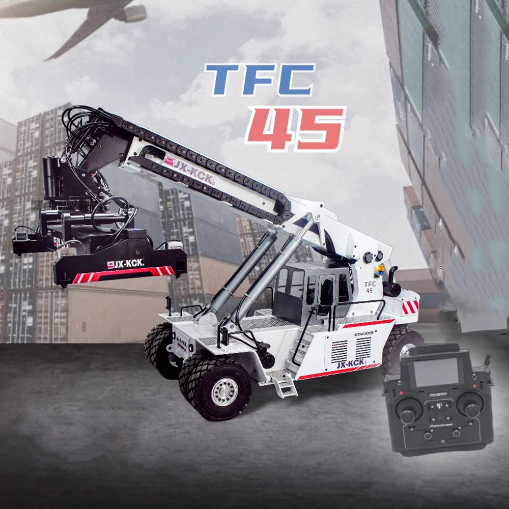 RC Crane TFC45 1/14 RC Hydraulic Front Stacker Crane RTR Container Ha ...